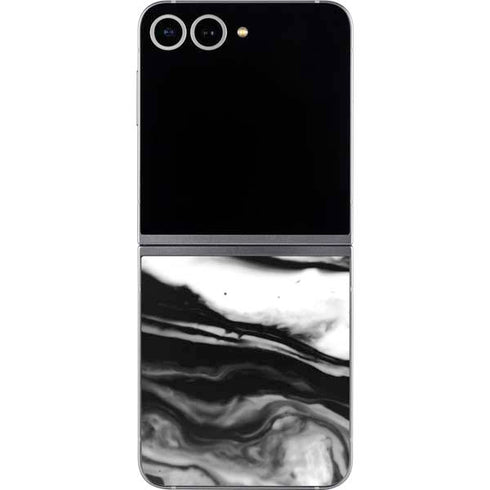 Black and White Marble Ink Galaxy Z Flip6 Skin